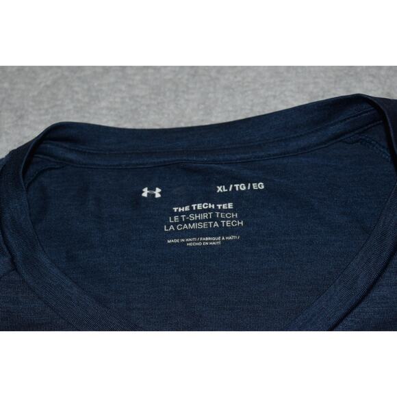Under Armour Shirt Tech Tee Mens Size XL Gym HeatGear Performance Blue V-Neck - Picture 4 of 6